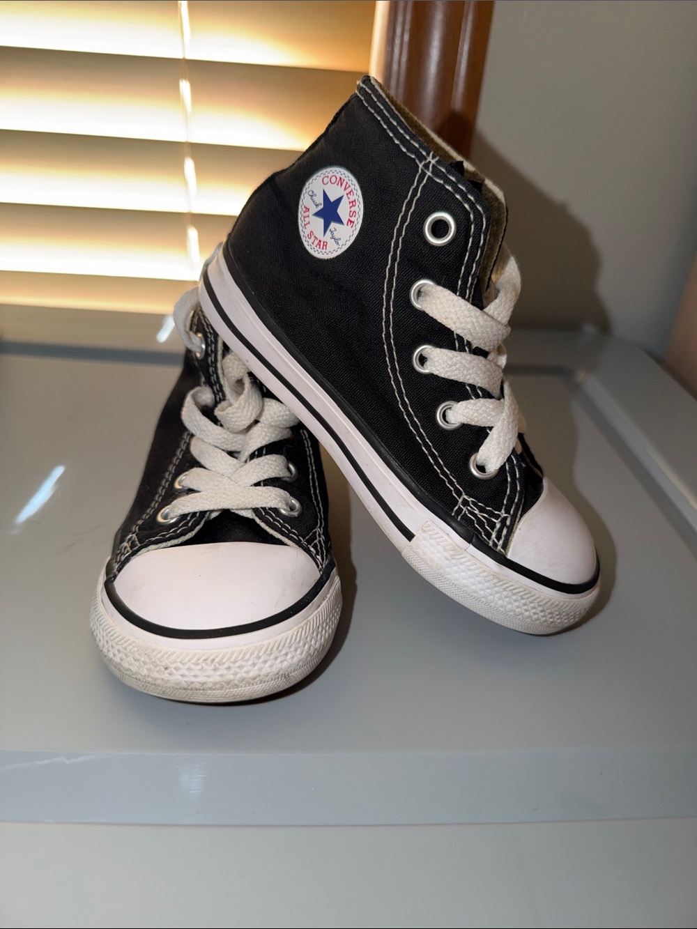 Converse Kids Black High Top Sneakers with White Accents